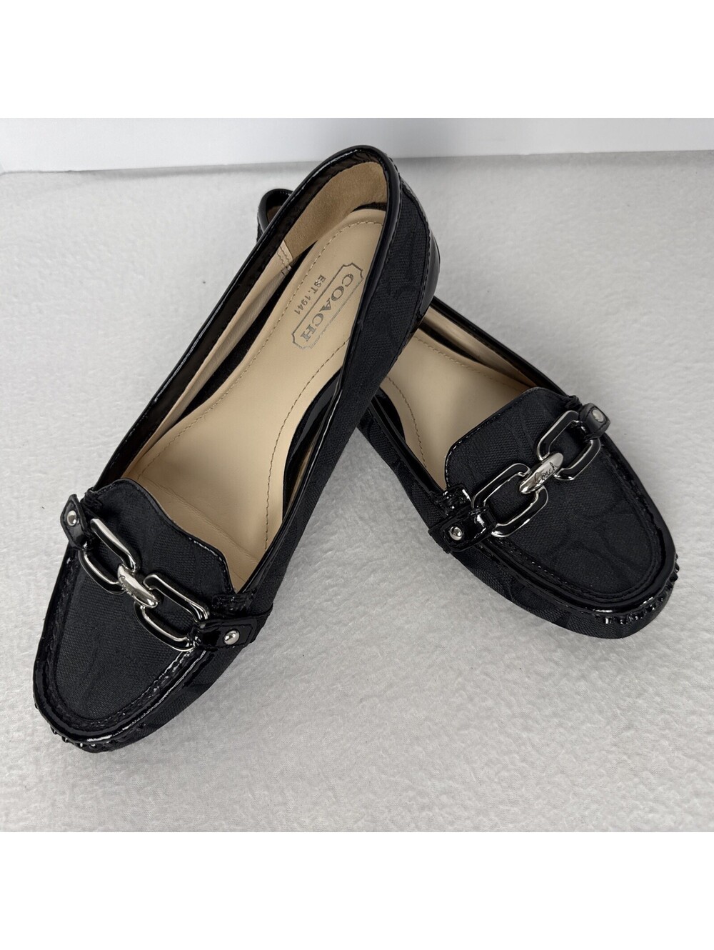 Womens Coach Size 6 B Perri A2886 Flats Black Canvas Signature Logo